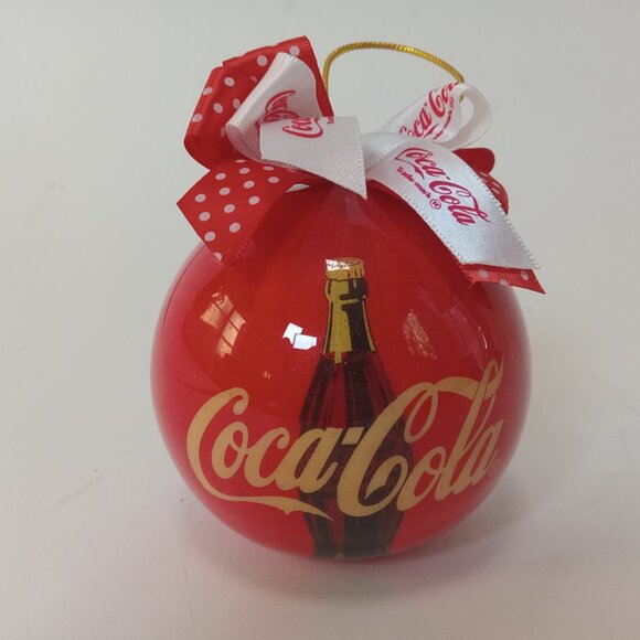 Vintage 1993 Coca Cola Christmas Ball Ornament With Red & White Bows - Picture 5 of 12